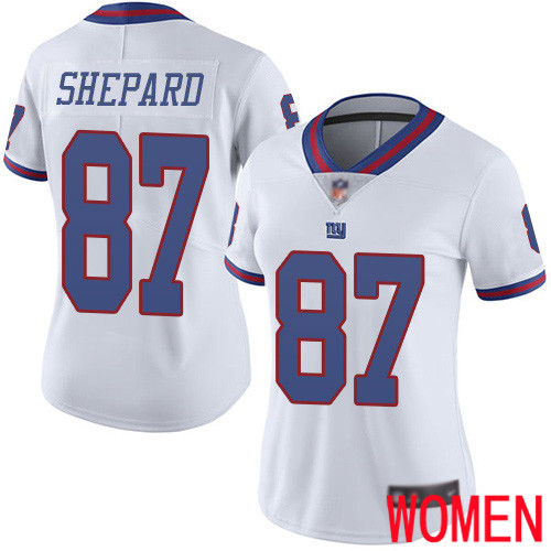 Women New York Giants #87 Sterling Shepard Limited White Rush Vapor Untouchable Football NFL Jersey->women nfl jersey->Women Jersey